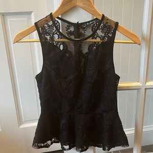Black Lace Lulu Peplum Top For Love & Lemons Small